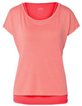 2-in-1-Kurzarm-Sportshirt, korallenrot/pfirsich